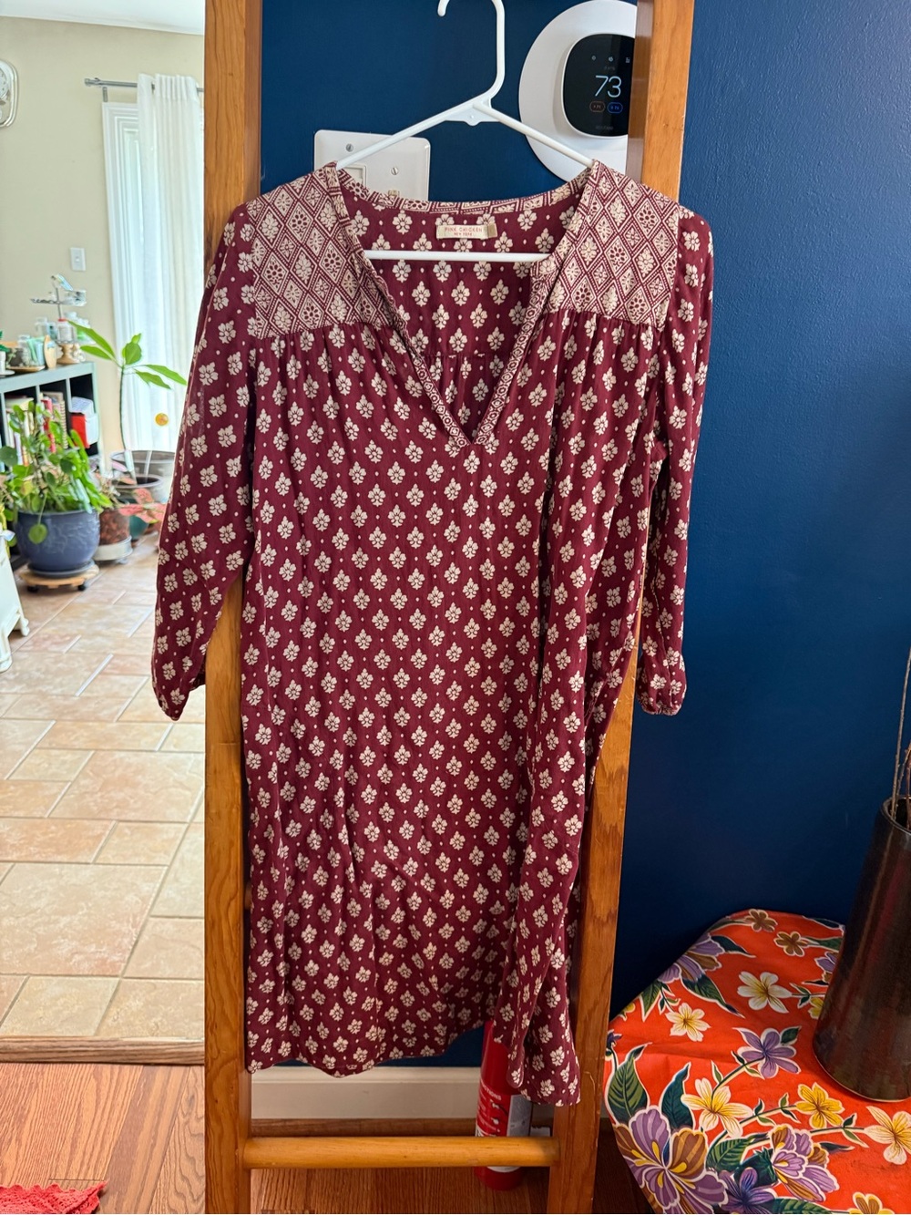Pink Chicken Maroon Floral Boho Top